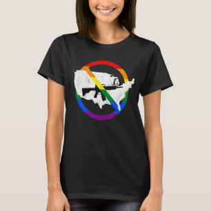 Assault Weapon Ban Sign Map of USA Rainbow Flag T-Shirt