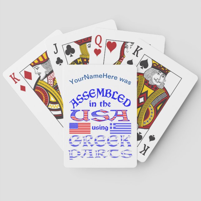 Assembled in USA Using Greek Parts Personalised Playing Cards (Back)