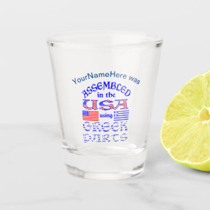 Assembled in USA Using Greek Parts Personalised Sh Shot Glass