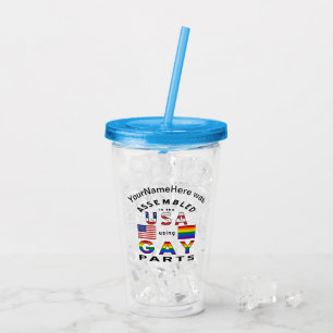 Assembled USA Gay Parts Personalised Name  Acrylic Tumbler