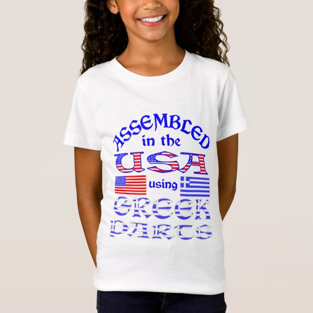 Assembled USA Using Greek Parts Personalised Girls T-Shirt (Front)