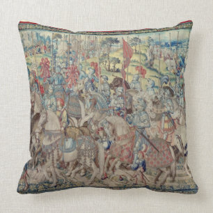 Assembling the Riders, from the tapestry of 'David Cushion