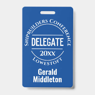 Assembly, Convention or Conference Delegate Badge ID Badge