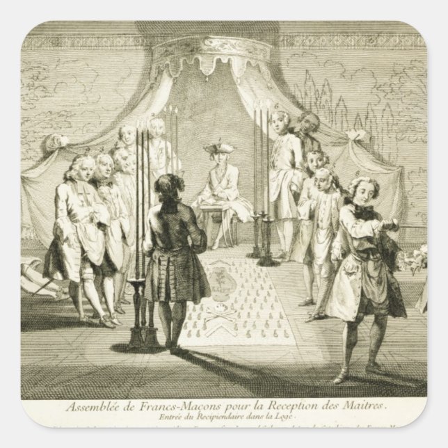 Assembly of Free Masons for the Initiation of a Ma Square Sticker (Front)