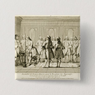 Assembly of Free Masons to Initiate an Apprentice, 15 Cm Square Badge