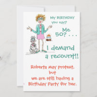 Assertive Woman Demands a 50 yr Recount cartoon
