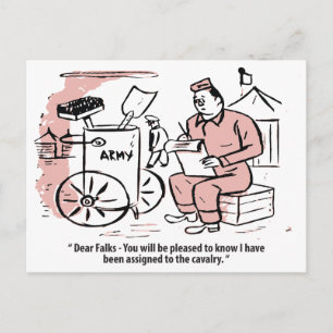 Assigned to Calvary, Army Humour, Funny Vintage Postcard