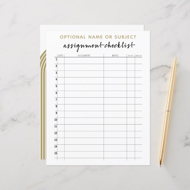 Assignment Checklist for Student boho arch pattern (Front/Back In Situ)