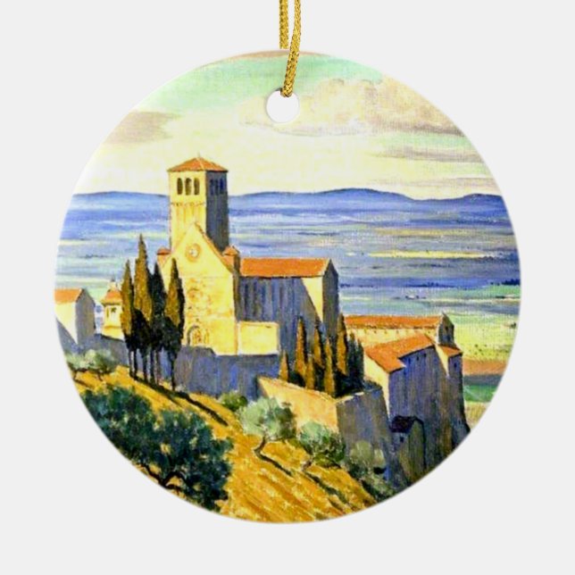 Assisi, Italy - fine art painting Ceramic Tree Decoration (Front)