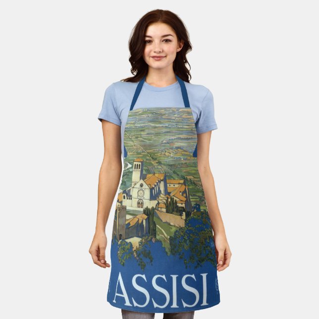 Assisi Italy Vintage Travel Art Francesco Basilica Apron (Worn)