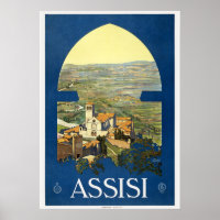 Assisi Italy Vintage Travel Poster