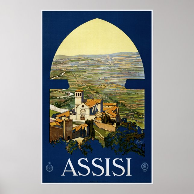 Assisi Italy vintage travel poster (Front)