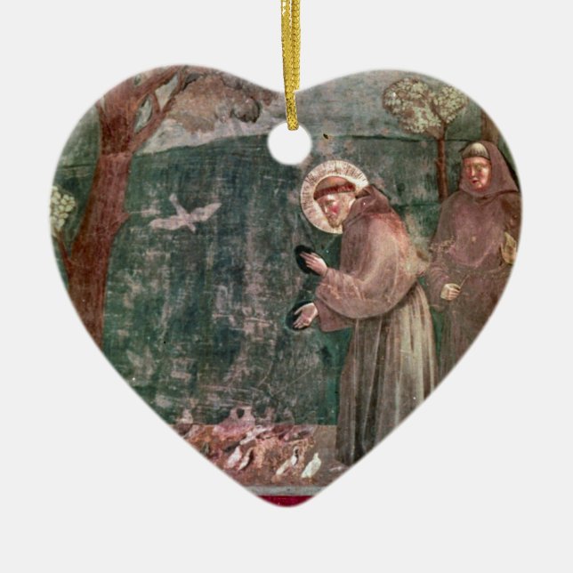 Assisi, St Francis and the birds Ceramic Tree Decoration (Front)