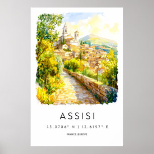 Assisi Watercolor Park Vintage Ski Poster National