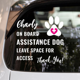 Assistance Dog on Board Pink Medical Logo Car
