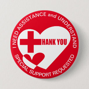 ASSISTANCE/HELP NEED Thank You 7.5 Cm Round Badge