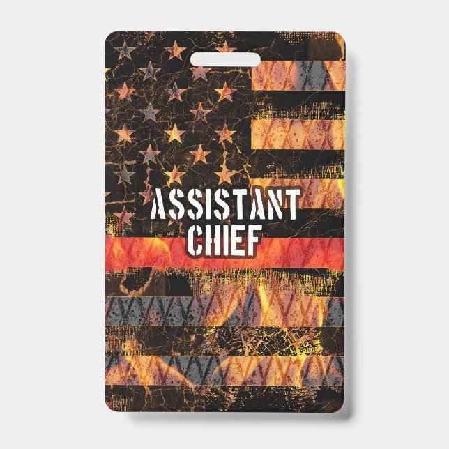 Assistant Chief Firefighter Flag ID Badge (Front)
