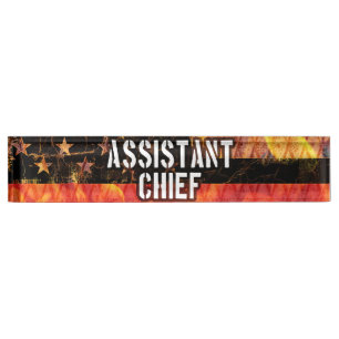 Assistant Chief Firefighter Flag Nameplate