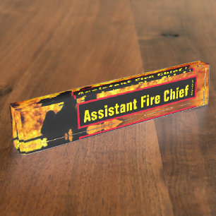 Assistant Fire Chief Flames desk name plate