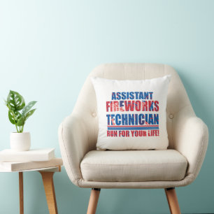 Assistant fireworks technician funny 4th of july cushion