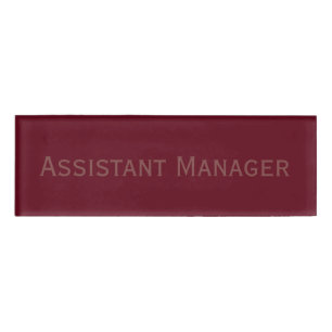 Assistant Manager on Autumn Burgundy Name Tag