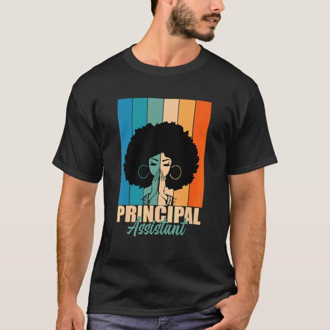 Assistant Principal Afro Job Title School Worker V T-Shirt (Front)