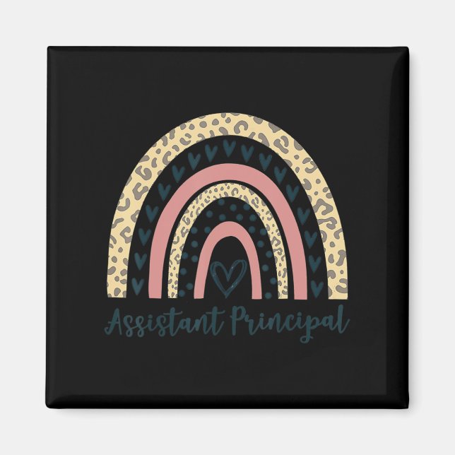 Assistant Principal Boho Rainbow Leopard Back to s Magnet (Front)