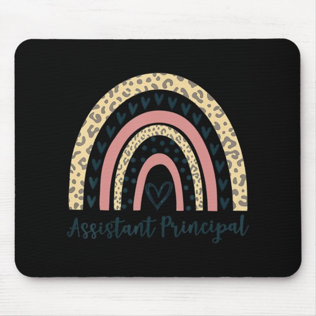Assistant Principal Boho Rainbow Leopard Back to s Mouse Pad (Front)