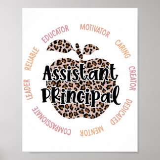 Assistant Principal Leopard Apple Job Title School Poster