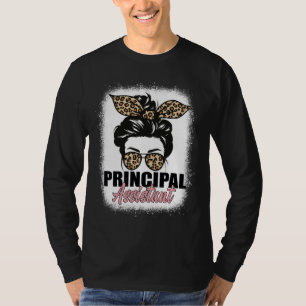 Assistant Principal Messy Bun Bleached School Work T-Shirt