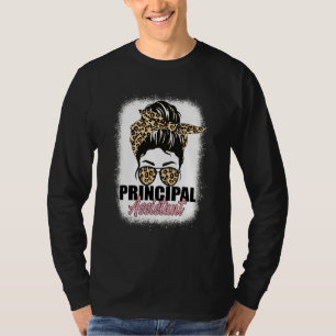 Assistant Principal Messy Bun Bleached School Work T-Shirt