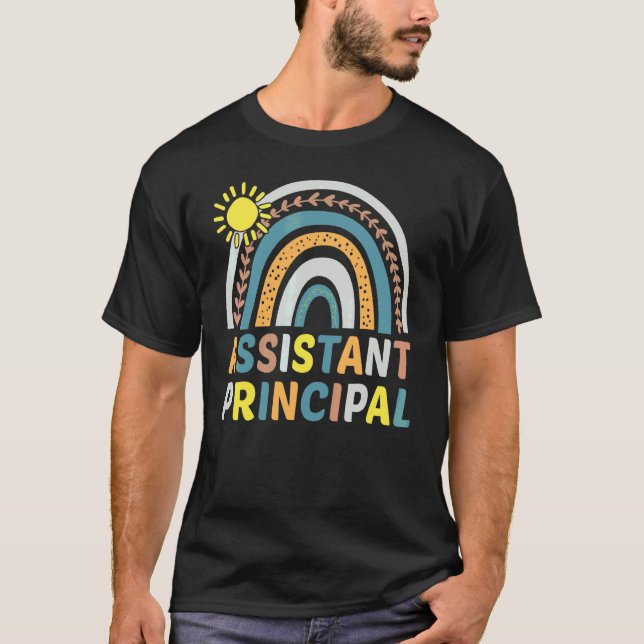 Assistant Principal Rainbow  Job Title School Work T-Shirt (Front)