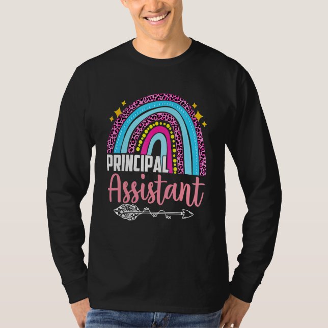 Assistant Principal Rainbow  Job Title School Work T-Shirt (Front)