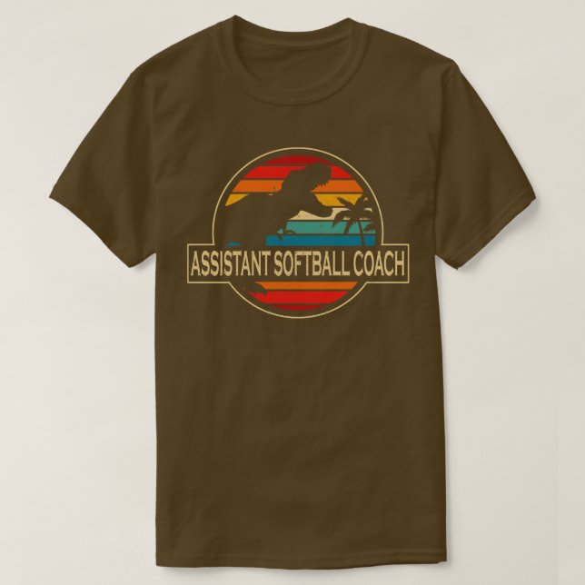 Assistant Softball Coach Dinosaur T-Shirt (Design Front)
