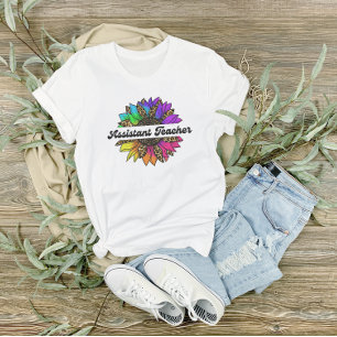 Assistant Teacher Profession Rainbow Sunflower  T-Shirt