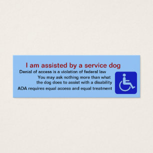 Assisted by service dog cards