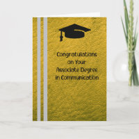 Associate Degree in Communication Gold Colour Card