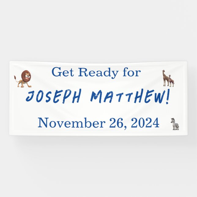 Assorted Animals Baby Shower Banner (Horizontal)