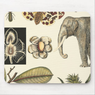 Assorted Animals Painted on Cream Background Mouse Pad