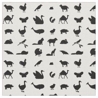 Assorted Animals Shape Silhouettes Art Pattern Fabric