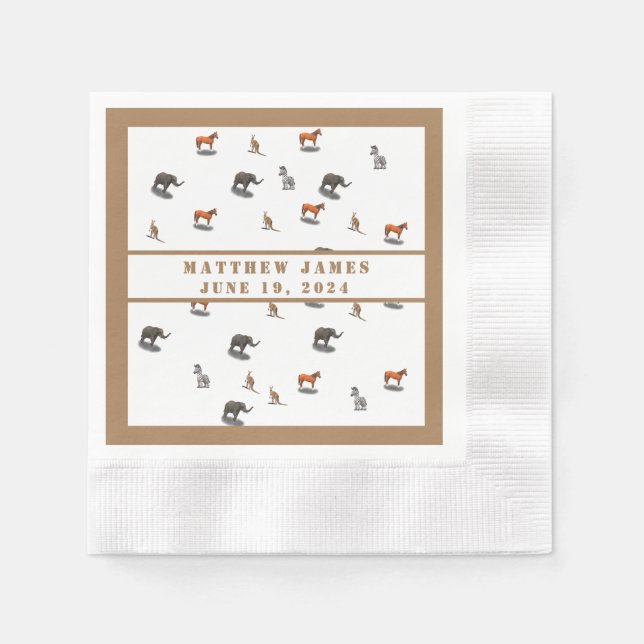 Assorted Animals Themed Baby Shower  Napkin (Front)