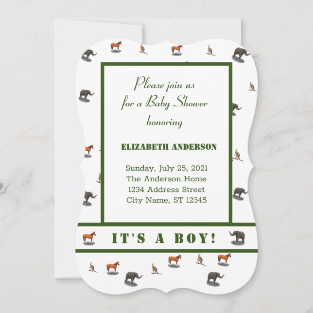 Assorted Animals Themed Invitation (Front)