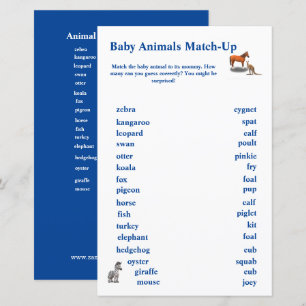 Assorted Animals Themed Match-Up Game
