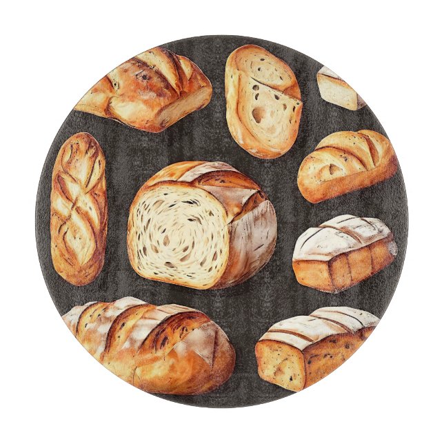 Assorted Artisan Bread Loaves Cutting Board (Front)