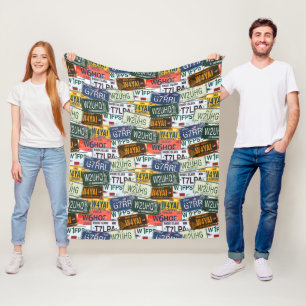 Assorted Car License Plates Fleece Blanket