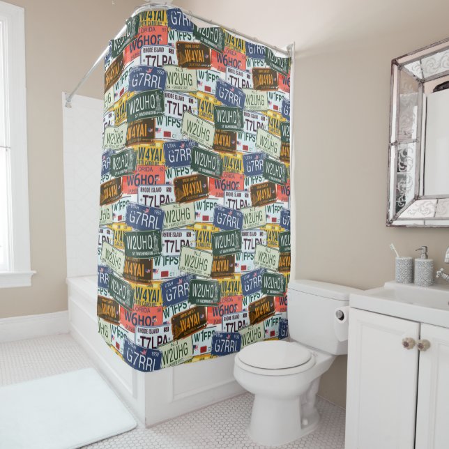 Assorted Car License Plates Shower Curtain (In Situ)