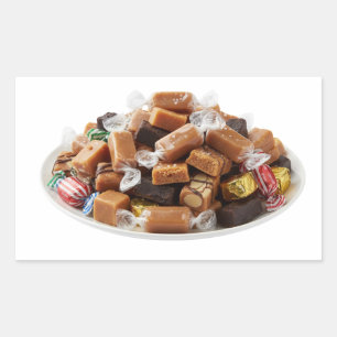 Assorted Caramel Toffees On Plate Sticker