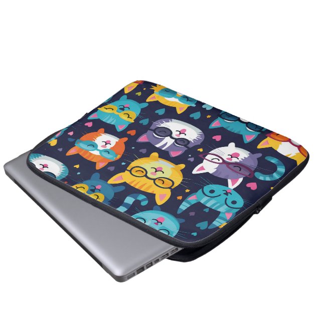 Assorted Cat Faces Funny Cool Cats Laptop Sleeve (Front Bottom)