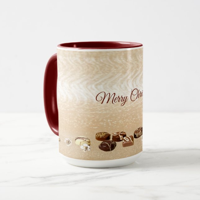 Assorted Chocolates with Flowers Holiday Mug (Front Left)