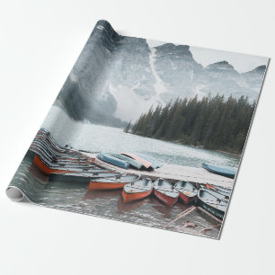 ASSORTED-COLOR BOATS ON BODY OF WATER WRAPPING PAPER